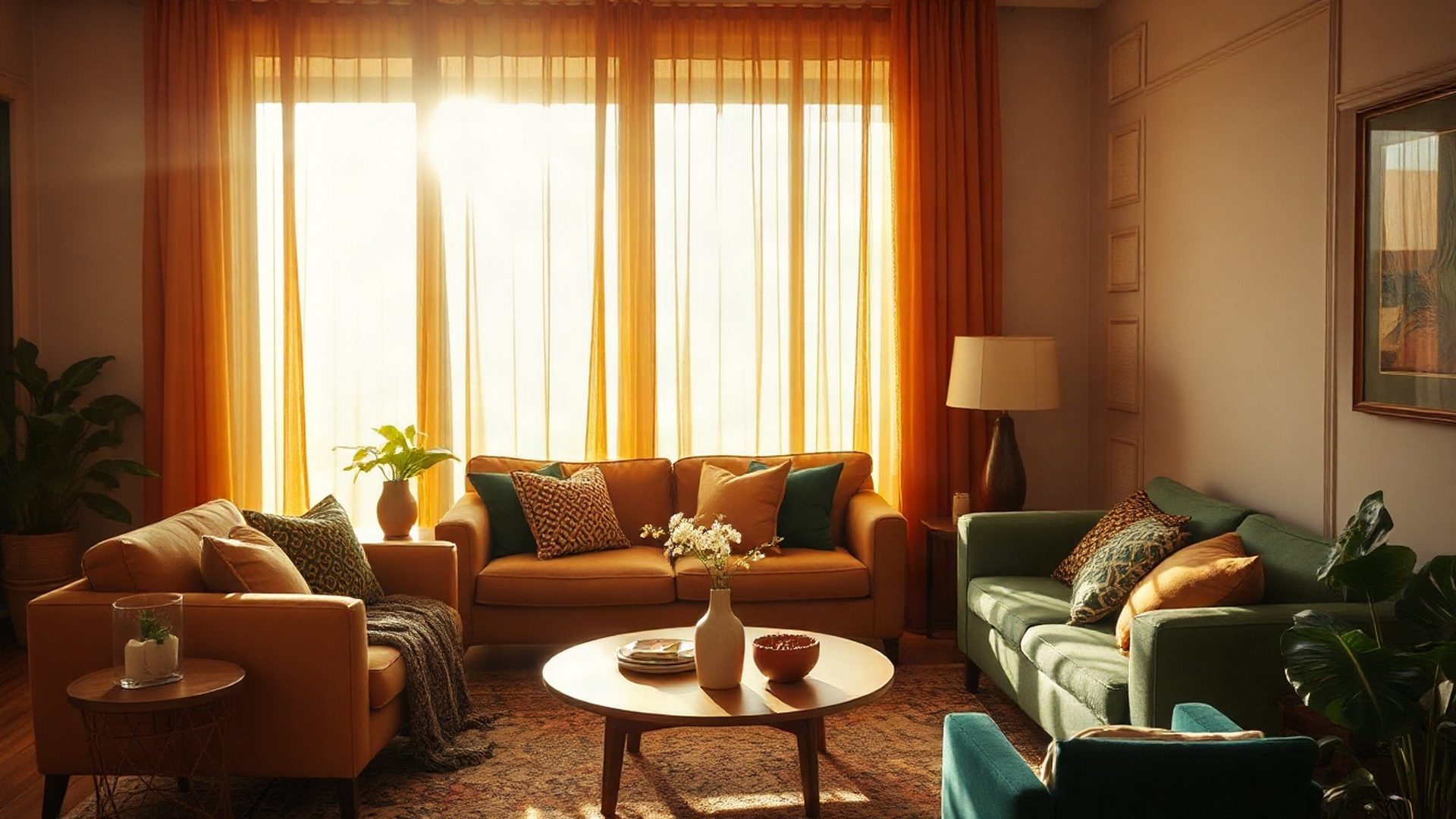 Sunlit Kenyan living room styled with emerald-fresh botanical accents